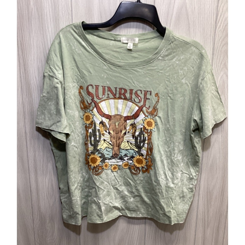 ULTRA FLIRT Women's (Size XL) Short Sleeve Crew Neck T-Shirt Cotton Sunshine